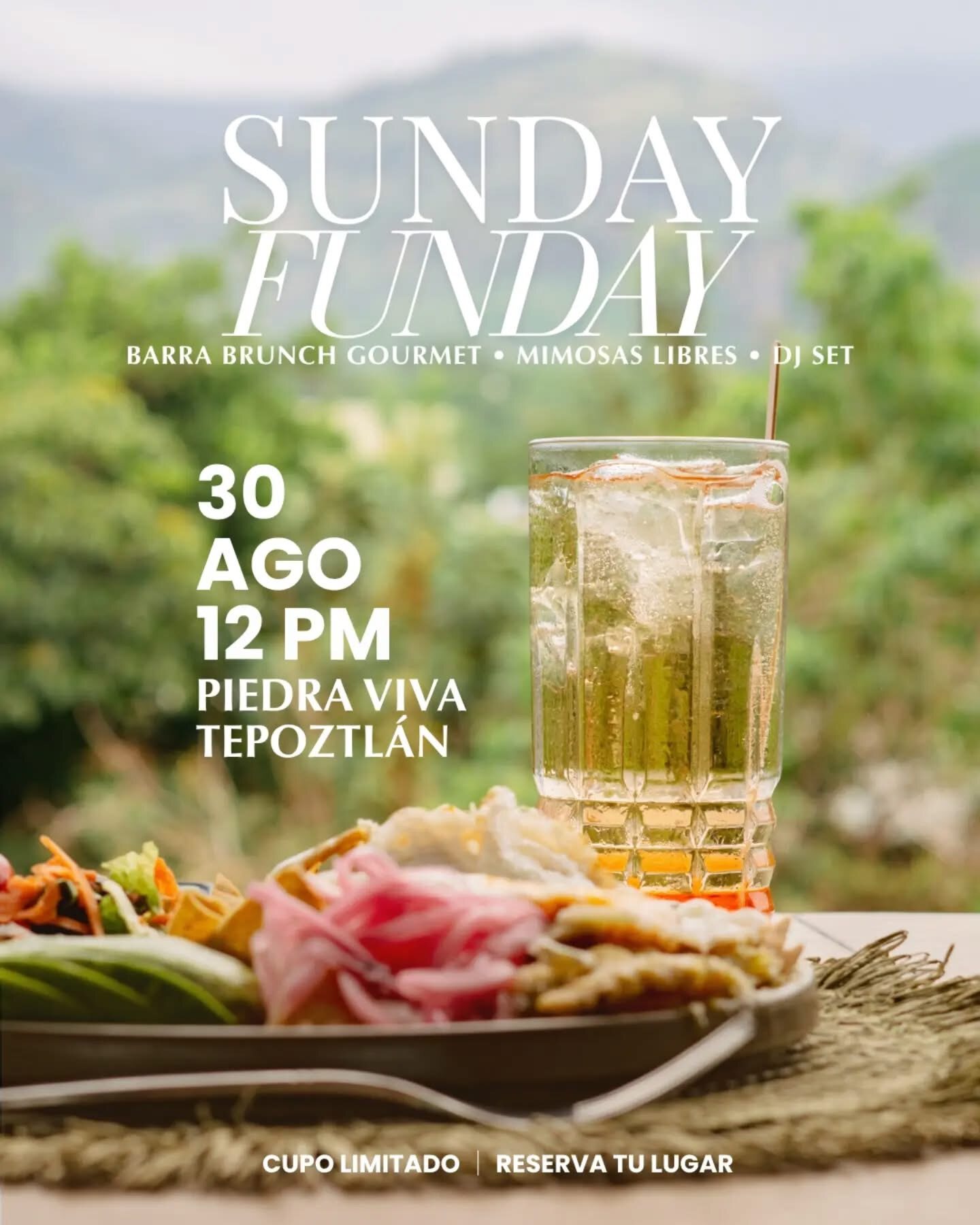 Brunch y bebida con vista a la vegetación de Tepoztlán